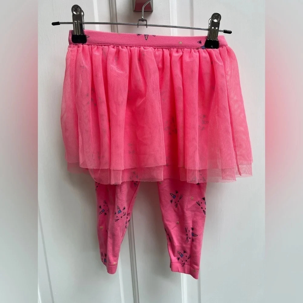 Carter’s 18M Dark Pink Cat Unicorn Stretchy Leggings Pants with Skirt
